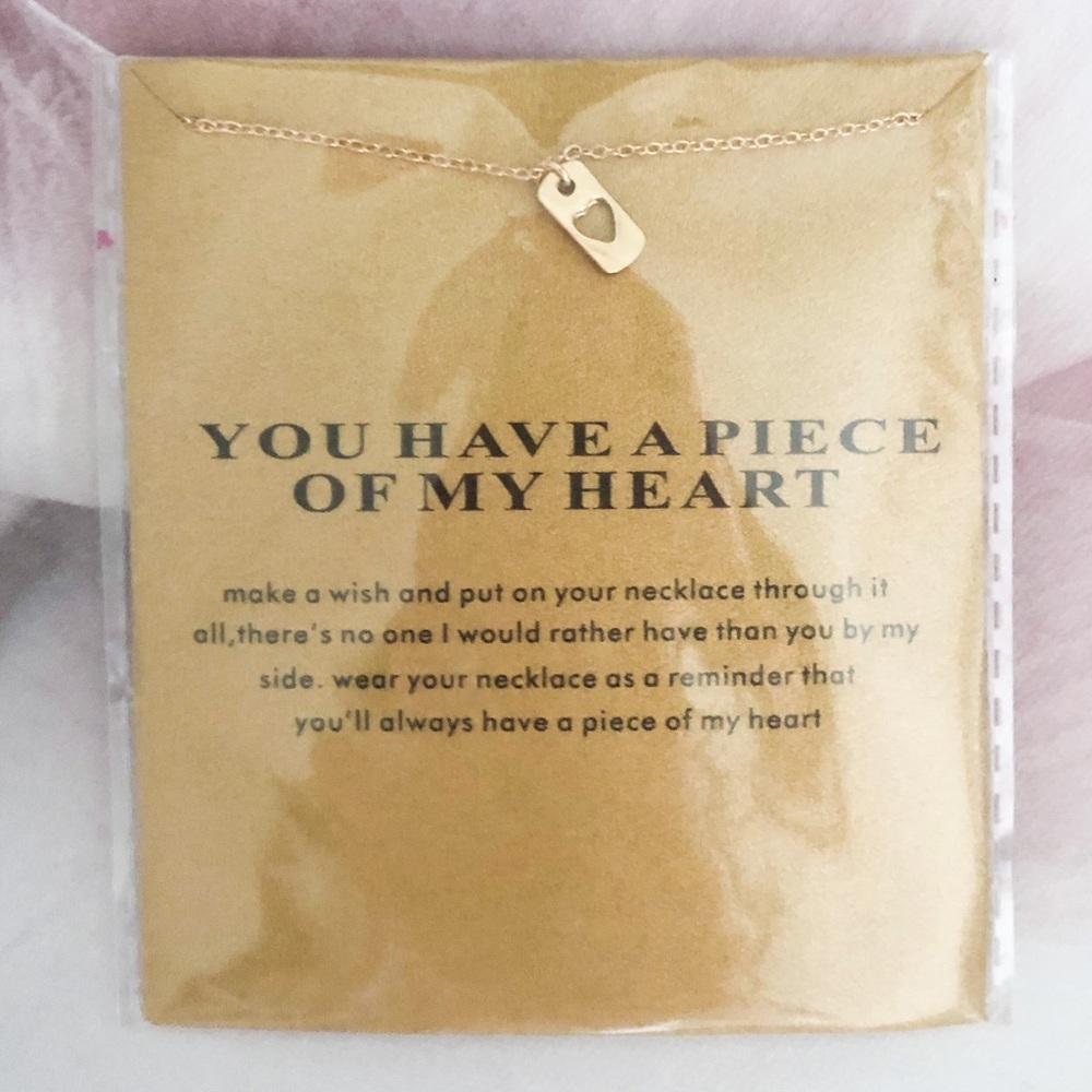 Heart necklace dog tag mini pendant charm gold chain